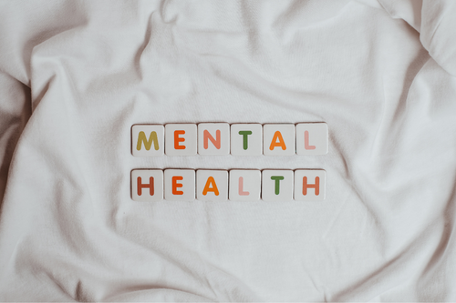 Mental health written in coloured squares